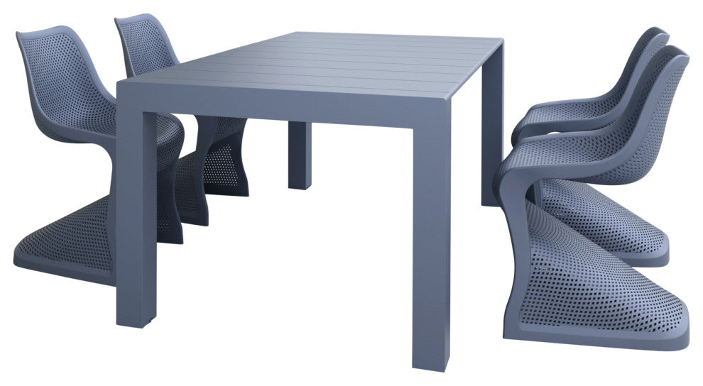 Compamia Bloom Extendable Patio Dining 5-Piece Set, Dark Gray