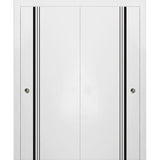 Bypass Doors 64 x 80 | Planum 0011 White Silk with  | Sturdy Rails