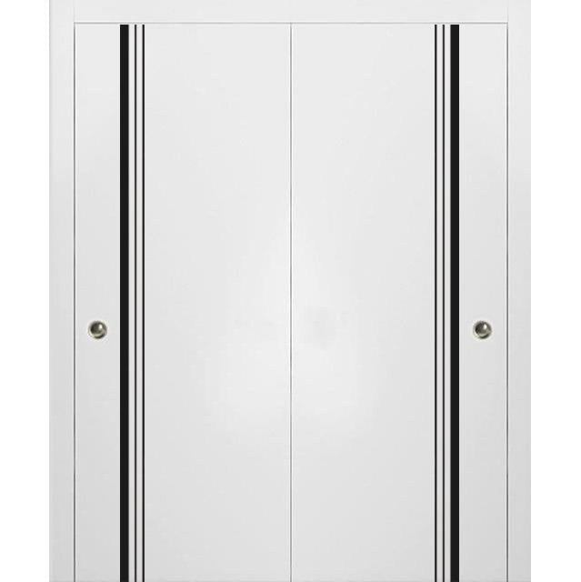Bypass Doors 64 x 80 | Planum 0011 White Silk with  | Sturdy Rails