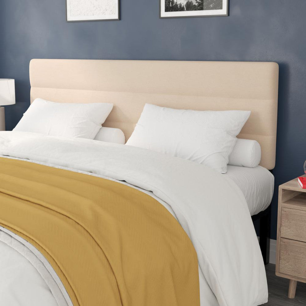 Paxton Stitched Upholstered Adjustable Height Headboard, Cream, King
