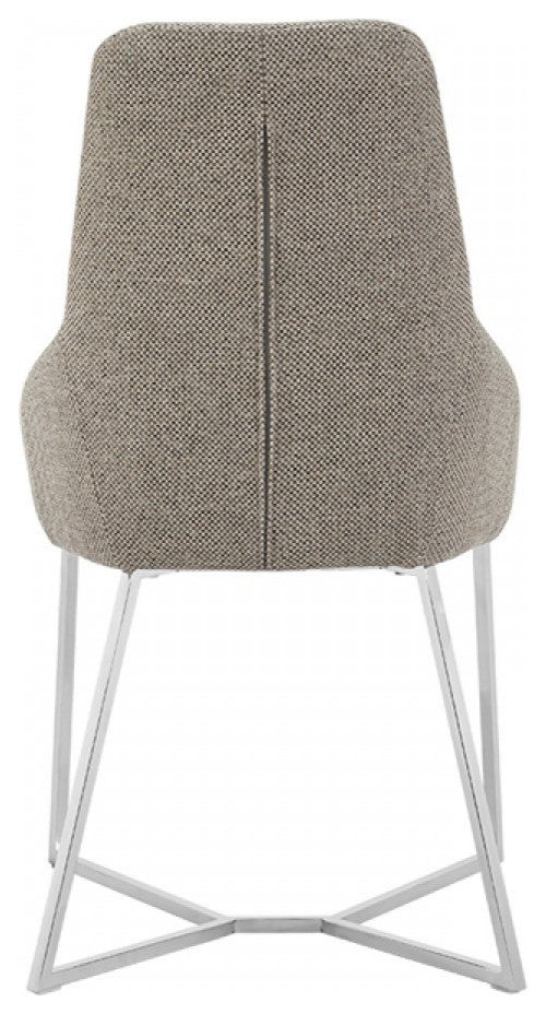 Set of 2 Light Grey and Geo Stainless Steel Dining Chairs