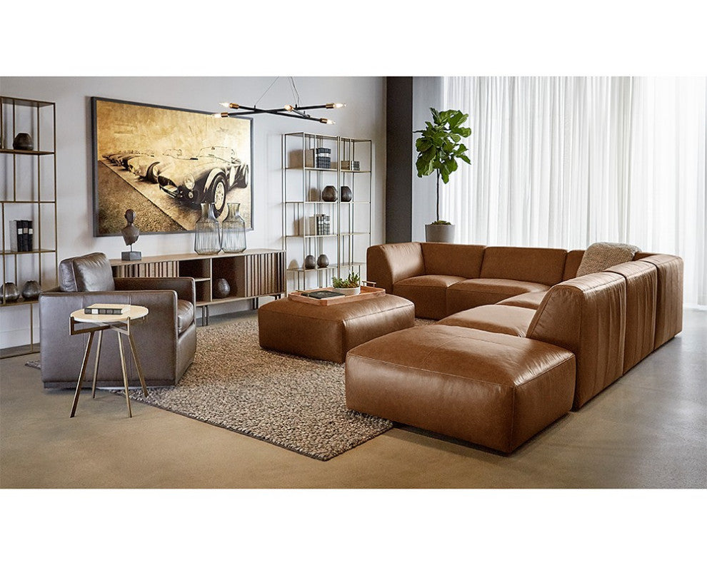Portman Swivel Lounge Chair, Marseille Concrete Leather