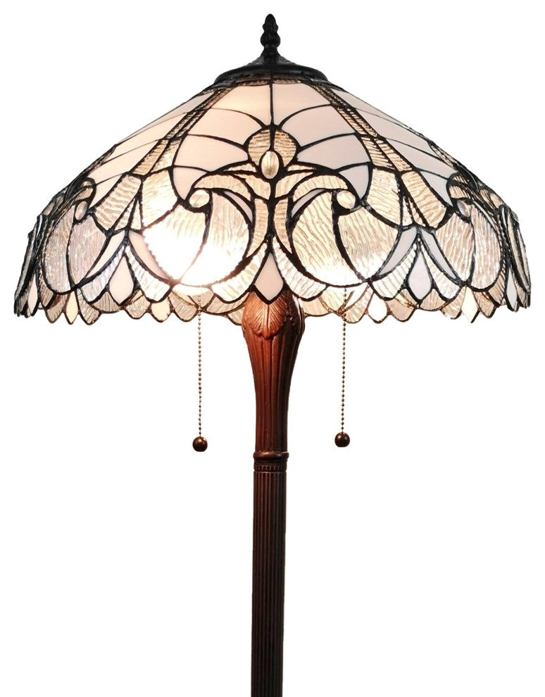 Tiffany Style 2 Light Antique Floor Lamp, 62" Tall