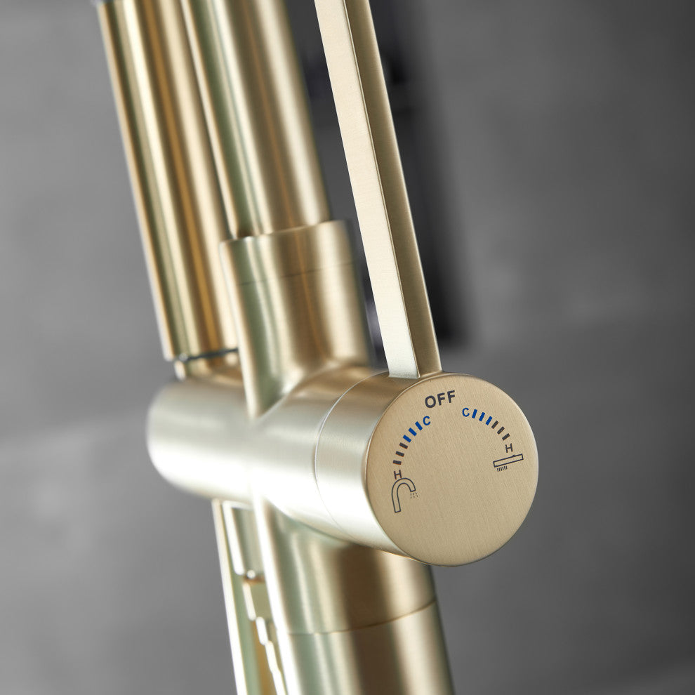 Single Handle Floor Mounted Tub Filler with Handshower