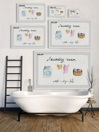 "Laundry Wash Dry Fold" Framed Painting Print, 24x16