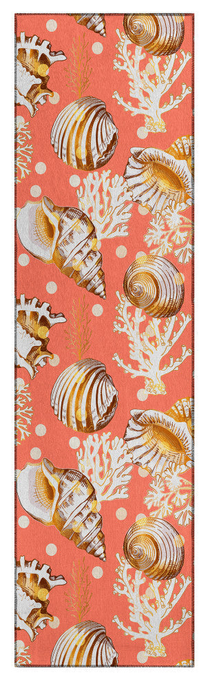 Indoor/Outdoor Seabreeze SZ6 Salmon Machine Washable 2'3" x 7'6" Runner Rug