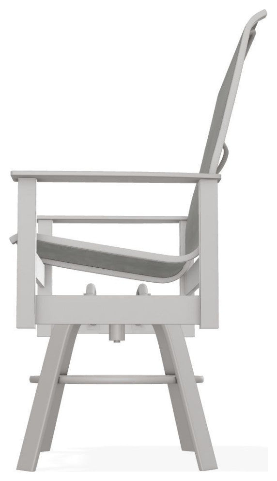 Leeward Sling Balcony Height Outdoor Swivel Armchair, Sicily/Warm Gray