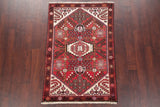 Consigned, Handmade Hamedan Wool Persian Oriental Area Rug, Red, 4'11"X3'4"
