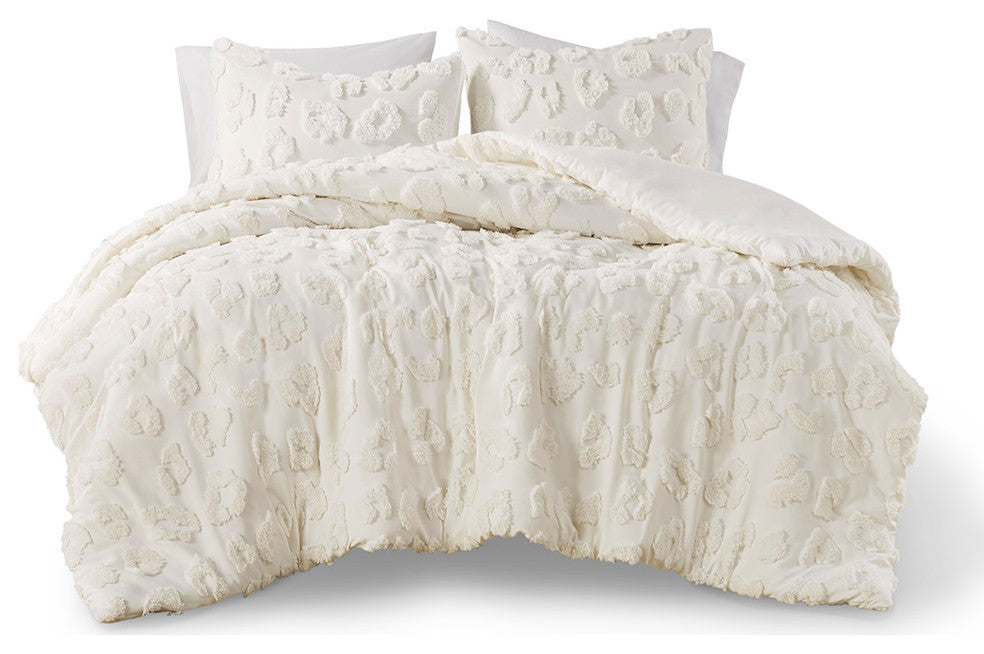 Intelligent Design Larissa Animal Chenille Duvet Cover Set, Off-White
