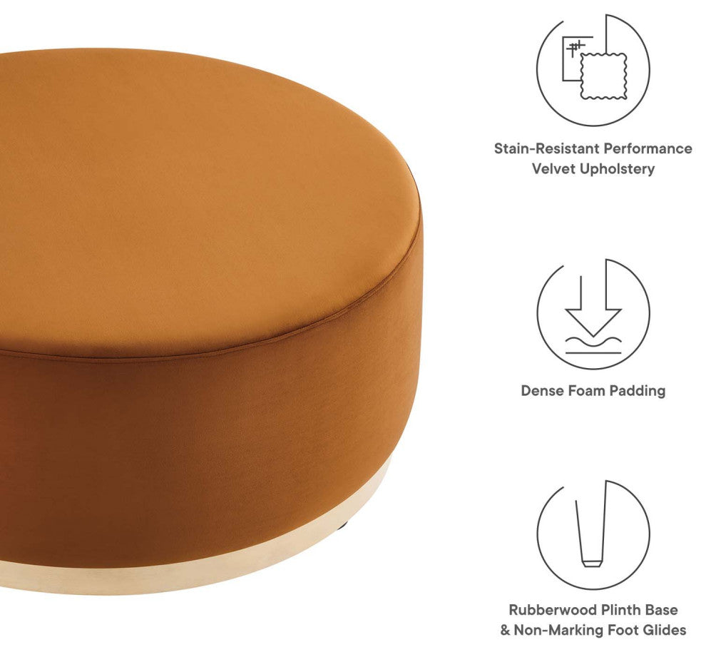 Tilden Large 38" Round Performance Velvet Upholstered Ottoman