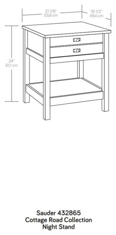 Sauder Cottage Road Engineered Wood 1-Drawer Bedroom Nightstand in Raven Oak