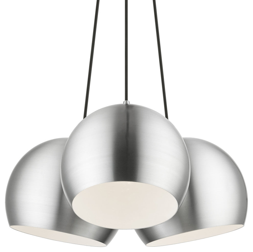 Livex Lighting 3 Light Polished Aluminum Globe Pendant