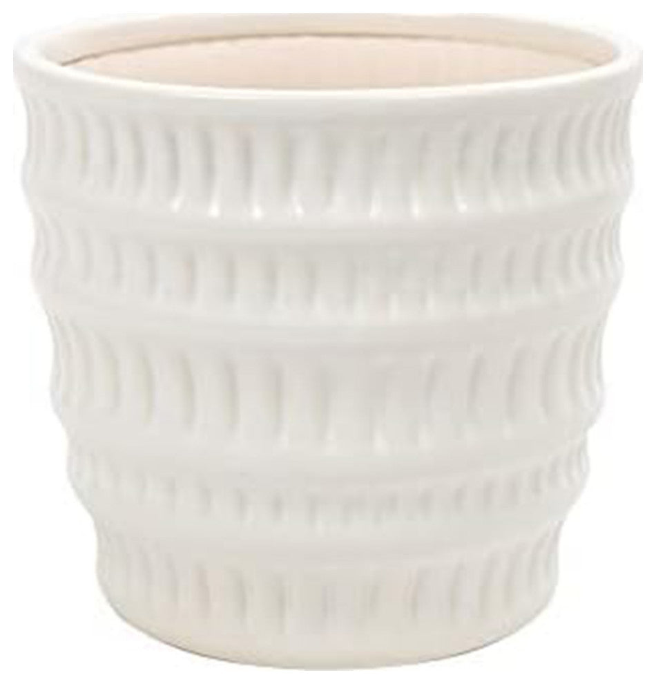 Ceramic Flower & Plant Vase, 6.1"L x 5.6"H x 6.1"W, White