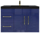 Rosa 36" Wall Mounted Modern Vanity, High Gloss Night Blue, Matt Black Top