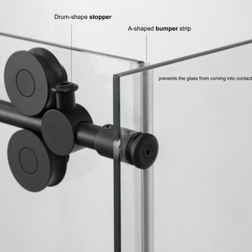Villena Rectangle Single Sliding Frameless Shower Enclosure, Matte Black, 56"