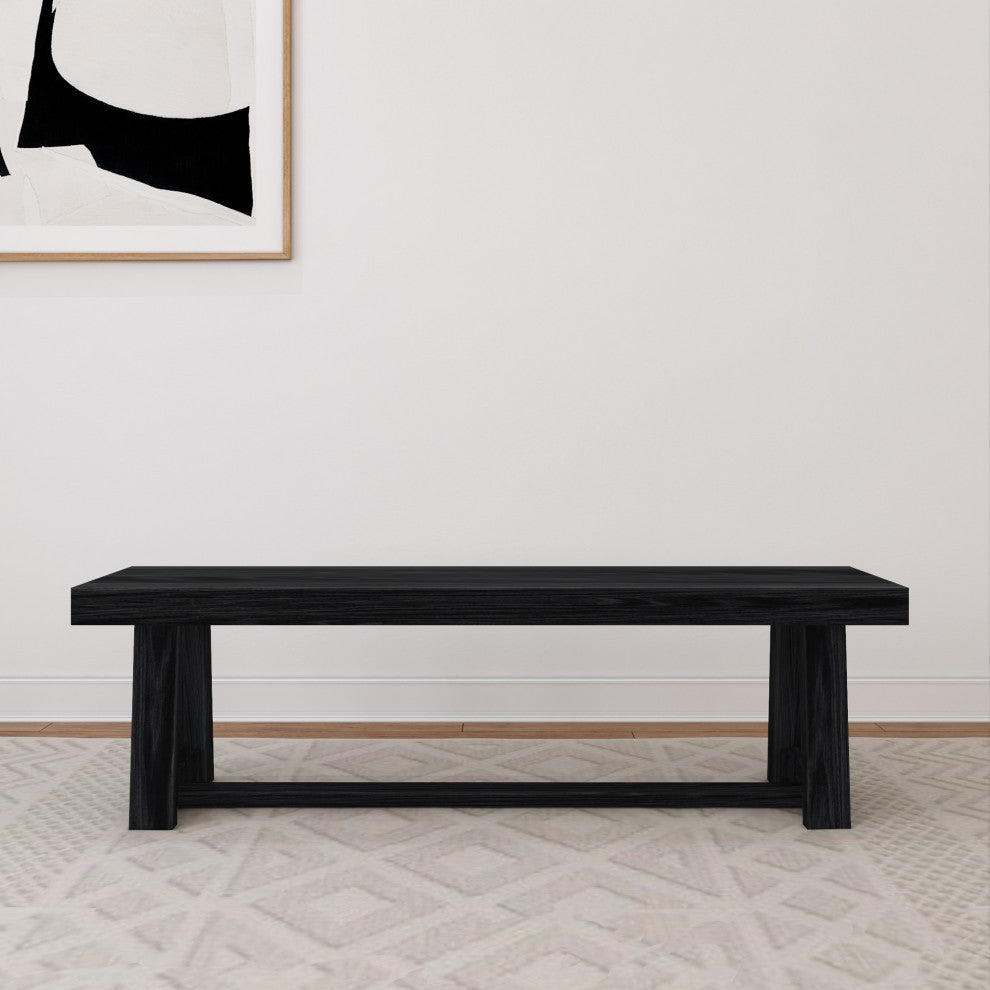 Classic Rectangular Dining Room Table (72in / 1830mm), Black Wirebrush