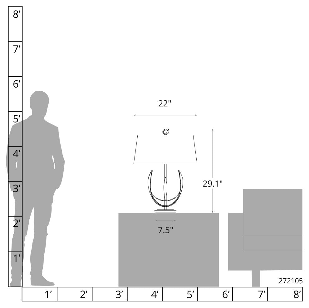 Dahlia Table Lamp, Bronze Finish, Natural Anna Shade
