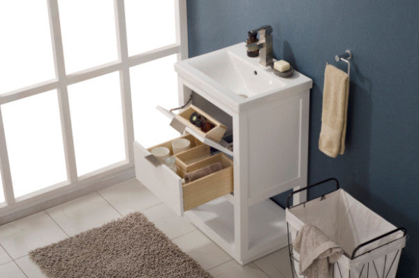 Design Element Klein 20" Modern Single Sink Vanity, White