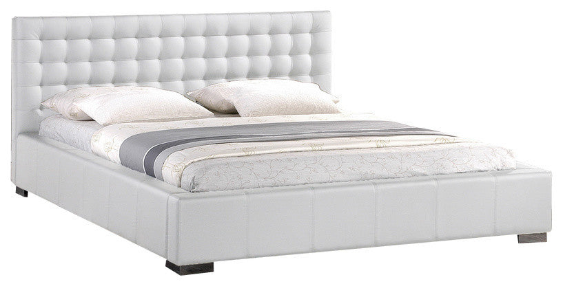 Baxton Studio Madison White Modern Bed With Upholstered Headboard, Queen