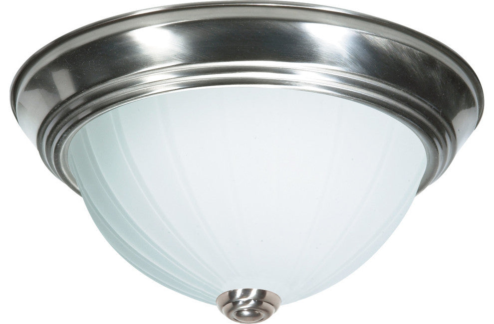 2 Light 13" Flush Mount Frosted Melon Glass