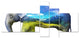 Elephant Double Exposure Illustration, Animal Canvas Print, 60"x32", 5 panels