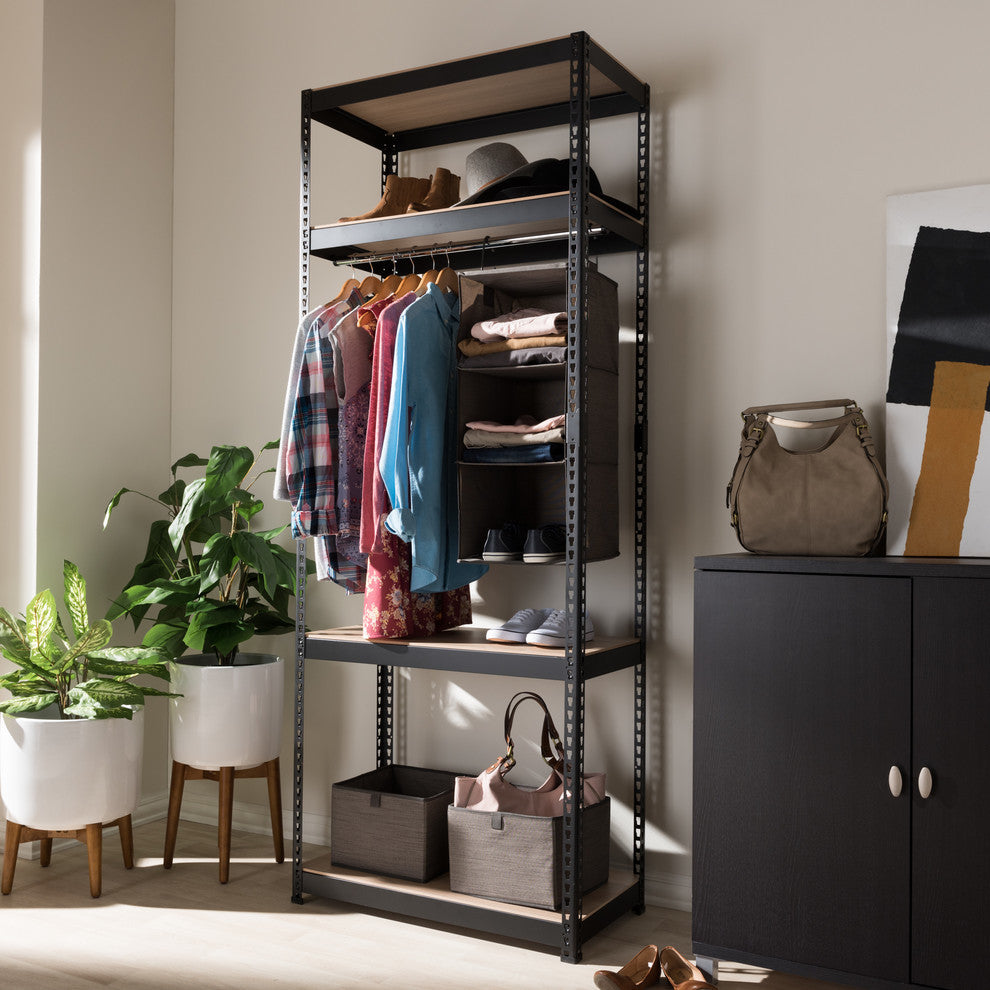 Gavin Black Metal 4-Shelf Closet Storage Racking Organizer