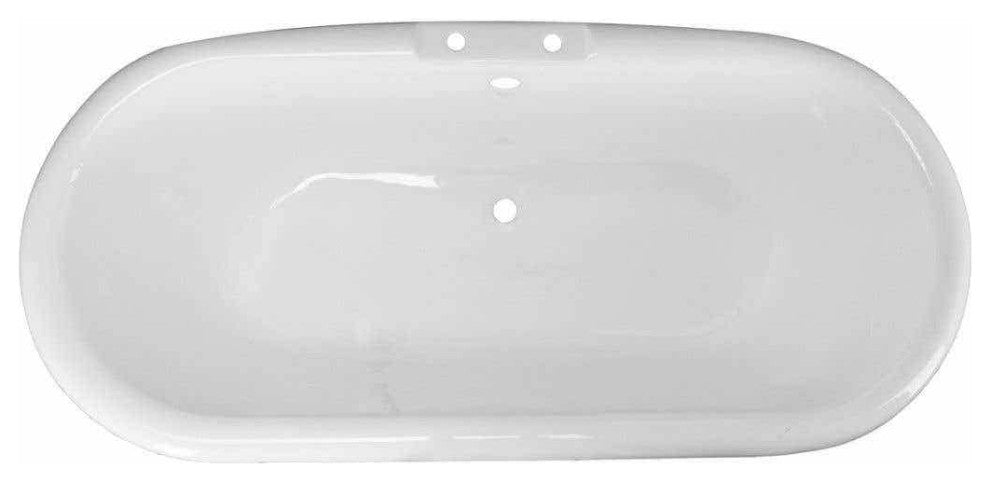 Kensington 66 Inch Cast Iron Double Ended Clawfoot Tub - Rim Faucet Drillings