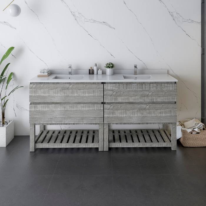Fresca Formosa Modern 72" Ash Open Bottom Double Sink Bathroom Vanity