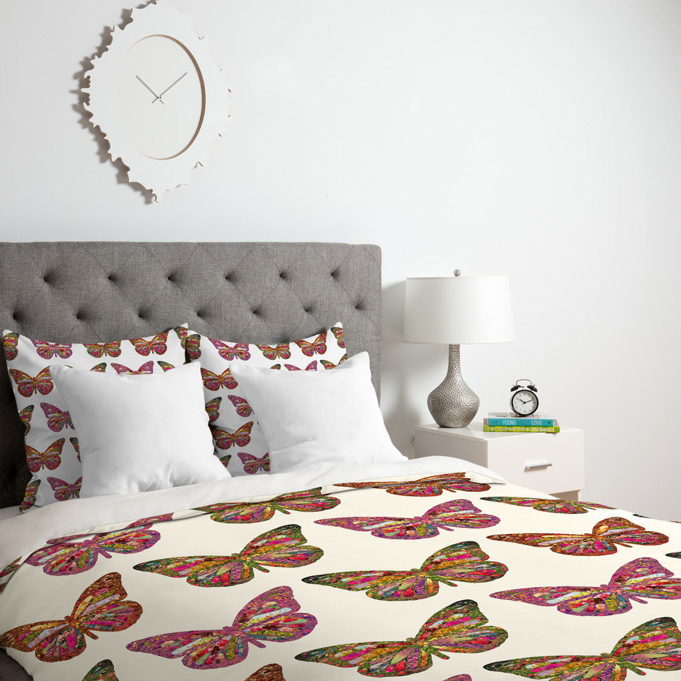 Deny Designs Bianca Green Butterflies Fly Duvet Cover - Lightweight