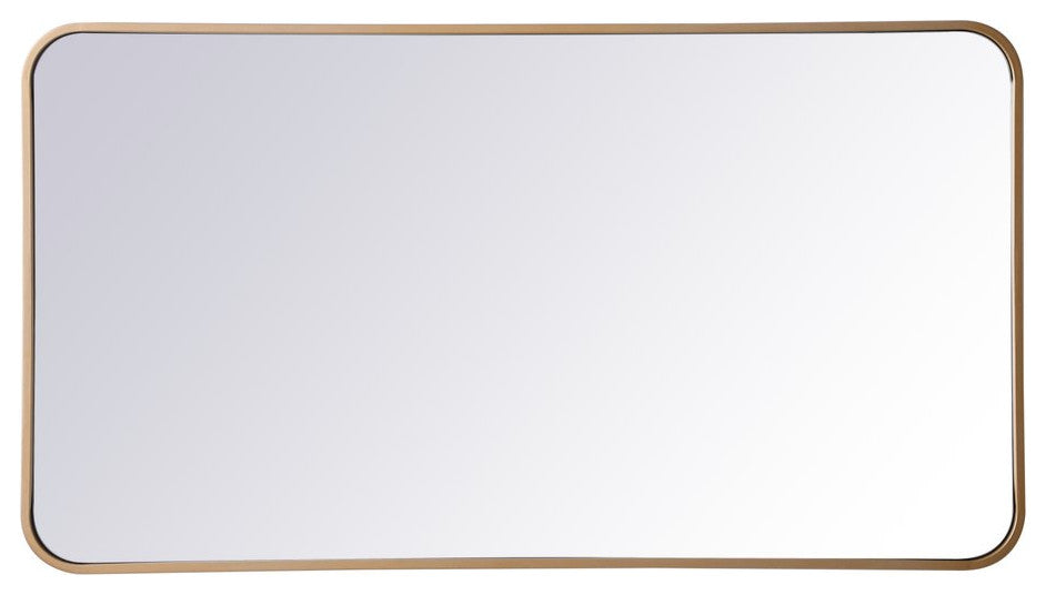 Ellis Soft Corner Metal Rectangular Mirror, Brass, 22"x40"