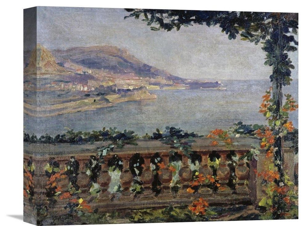 "Monaco: Vue sur la Mer" Stretched Canvas Giclee by Gugliemo Ciardi, 16"x13"