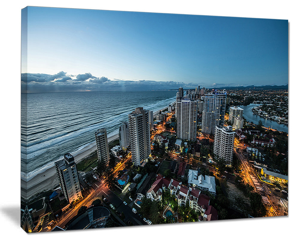 "Brisbane Skyscrapers And Sea Aerial View" Cityscape Canvas print, 40"x30"