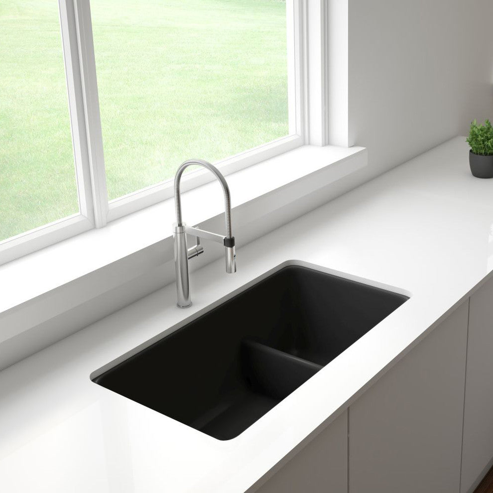 Blanco 442525 Precis 33"x18" Granite Double Bowl Kitchen Sink, Anthracite