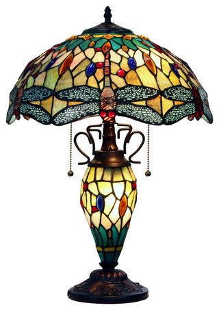 Empress Tiffany-Style Dark Bronze 3 Light Double Lit Table Lamp 16" Shade