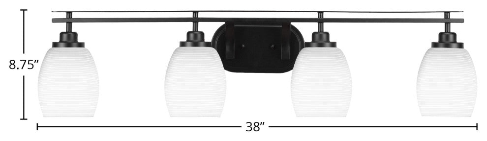 Odyssey 4 Light Bath Bar In Matte Black Finish With 5" White Matrix Glass