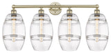 Edison-Vaz 4-Light 35" Bath Vanity Light, Antique Brass, Clear