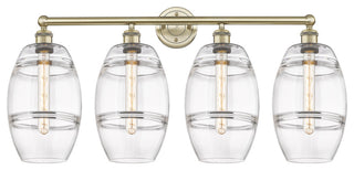 Edison-Vaz 4-Light 35" Bath Vanity Light, Antique Brass, Clear