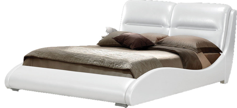 King Bed, White PU Bycast PU, CAFR Foam, MDF White PU