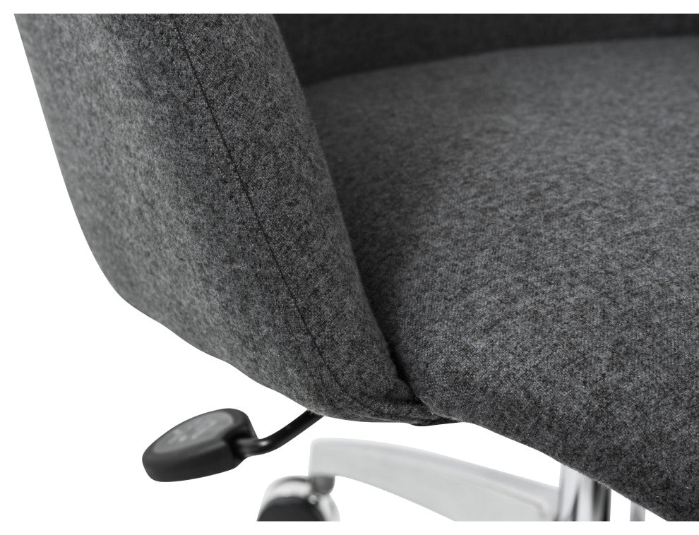 Minna Low Back Office Chair, Polished Aluminum Base, Dark Gray