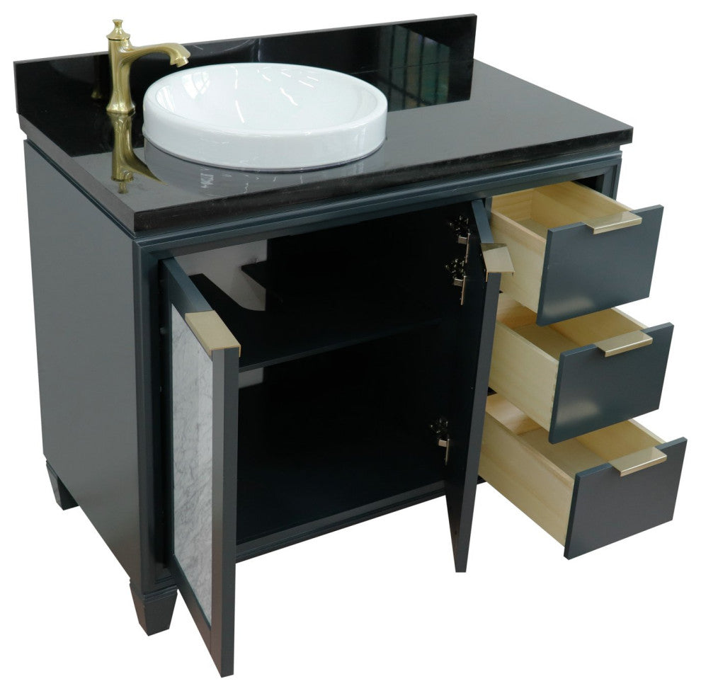 43" Single Vanity, Dark Gray Finish With Black Galaxy