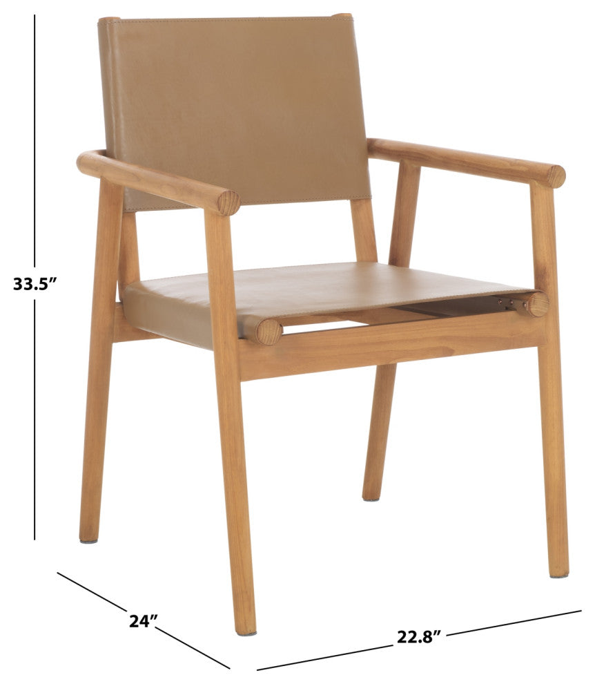 Safavieh Couture Hutson Leather Dining Chair, Brown/Natural