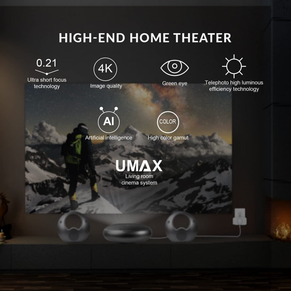 WBM SMART Ultra Short Throw 4K Projector UHD 100" Smart TV