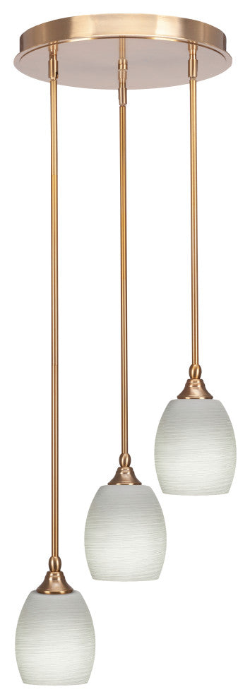 Empire 3-Light Cluster Pendalier, New Age Brass/White Linen