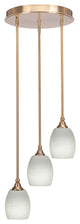 Empire 3-Light Cluster Pendalier, New Age Brass/White Linen