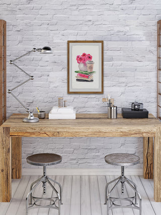 "Book and Coffee Corner" Framed Painting Print, 12"x18"