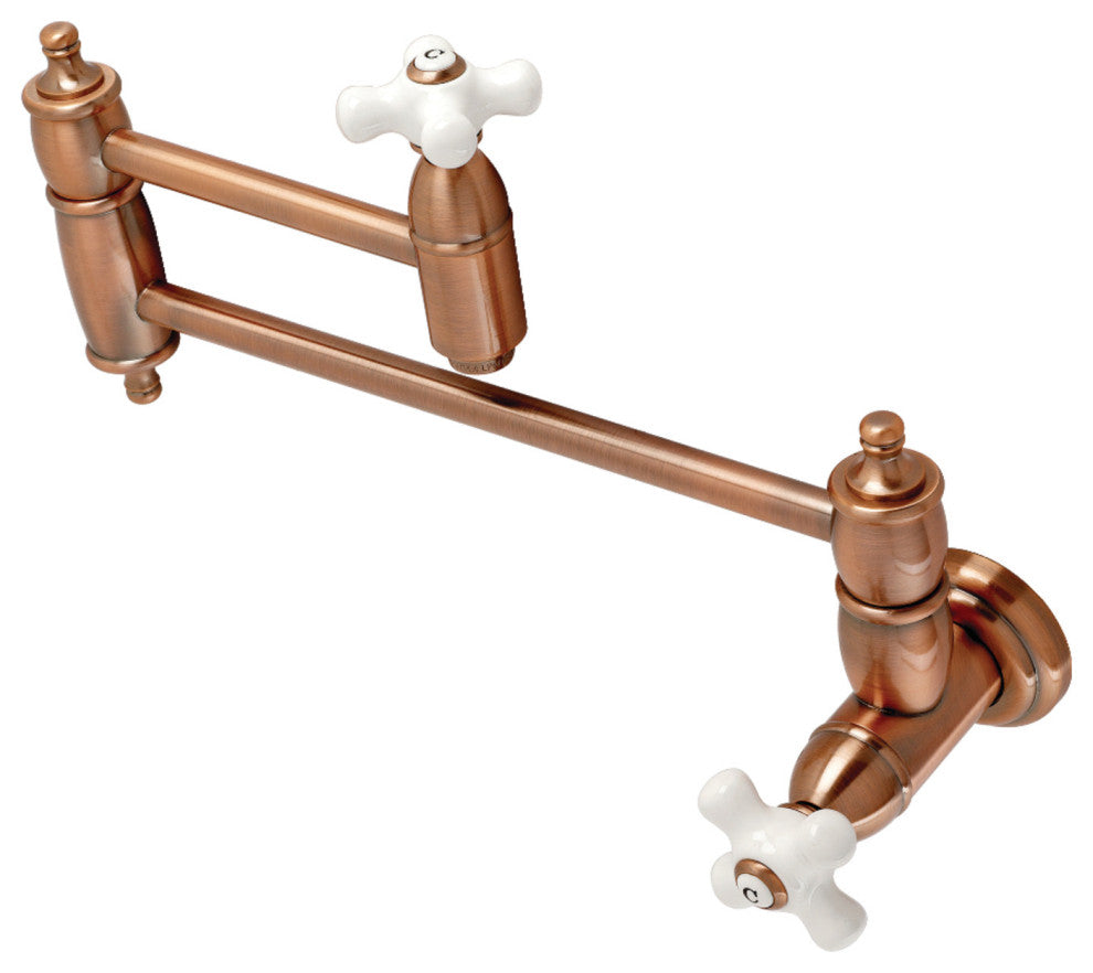 KS310PXAC Restoration Two-Handle Wall Mount Pot Filler, Antique Copper