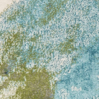 Watercolors Teal Abstract Plush Area Rug, 6'7"x9'6"