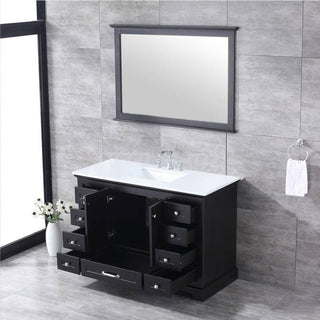 Dukes 48" Espresso Single Square Sink Vanity with Quartz Top, With Mirror