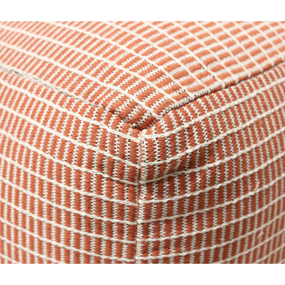 White Machine Woven Kenton Pouf, 18" Cube