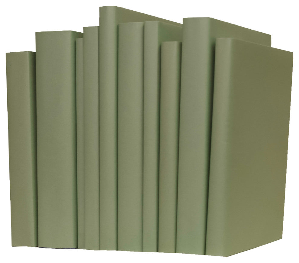 Decorative Books - Spanish Moss Oversized Paper Wrapped Book Bundle - 1 foot of Green Books